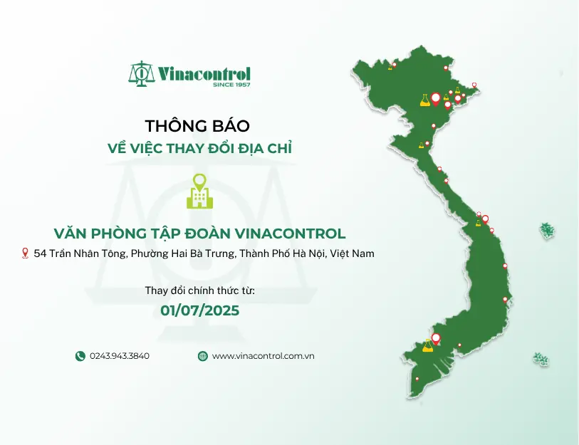 Thông báo thay đổi địa chỉ Văn phòng Tập đoàn Vinacontrol