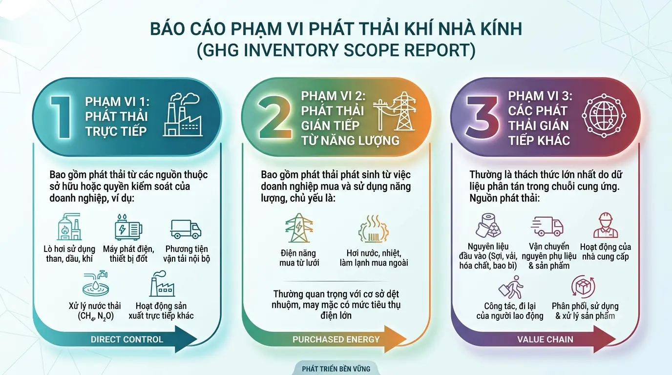 Phạm vi kiểm kê khí nhà kính ngành dệt may